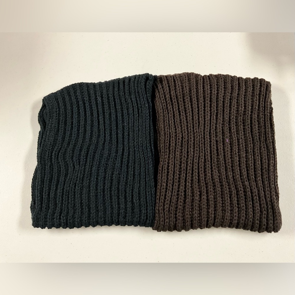 Black and Brown Ribbed Knit Neck warmer